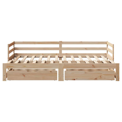vidaXL Tagesbett Ausziehbar mit Schubladen ohne Matratze 90x200 cm