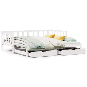 vidaXL Lit de jour extensible avec tiroirs sans matelas Blanc 90x200cm