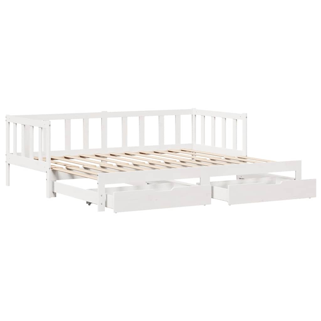 vidaXL Lit de jour extensible avec tiroirs sans matelas Blanc 90x200cm