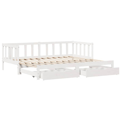 vidaXL Lit de jour extensible avec tiroirs sans matelas Blanc 90x200cm