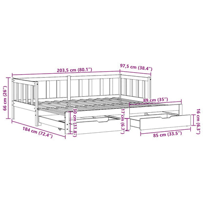 vidaXL Lit de jour extensible avec tiroirs sans matelas Blanc 90x200cm