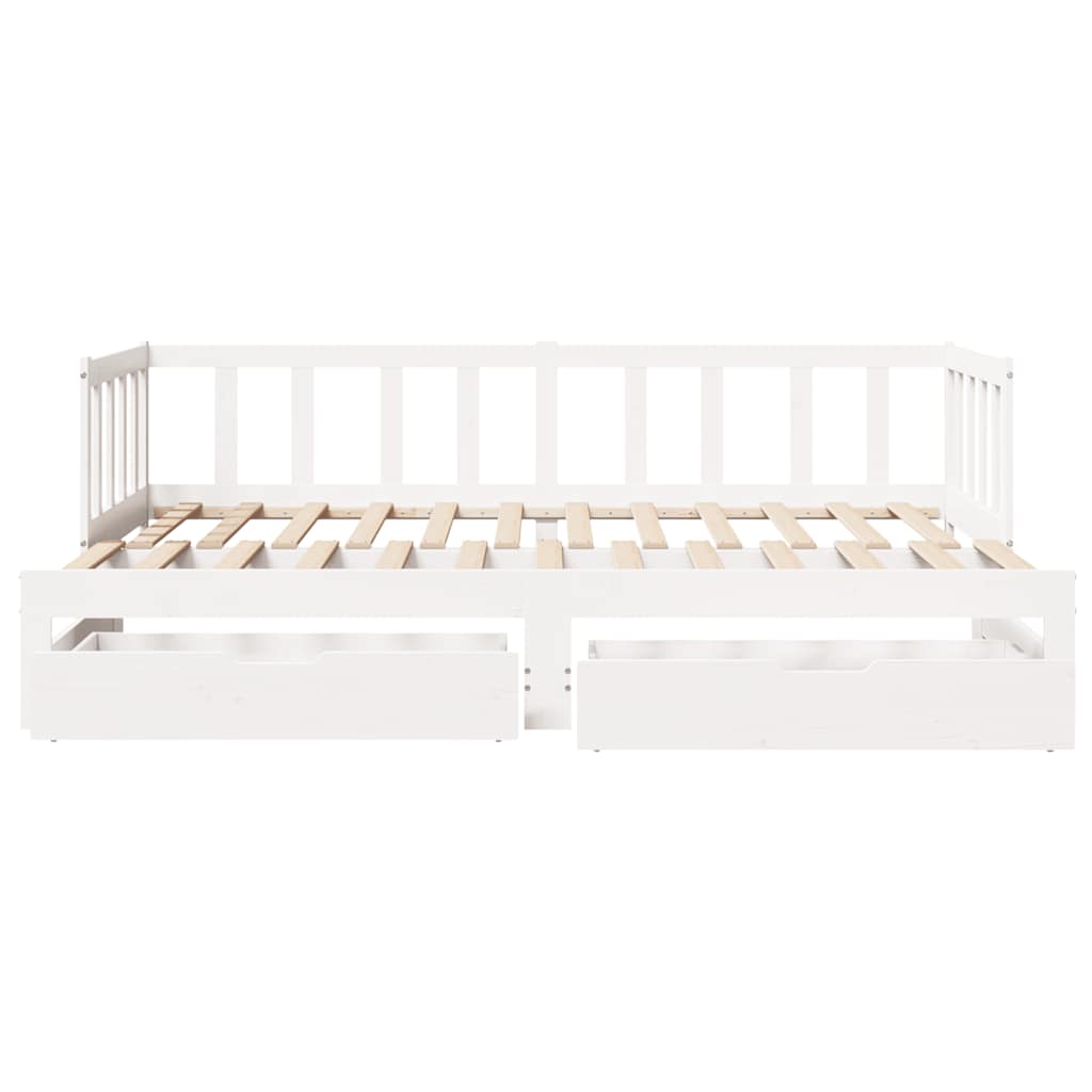 vidaXL Lit de jour extensible avec tiroirs sans matelas Blanc 90x200cm
