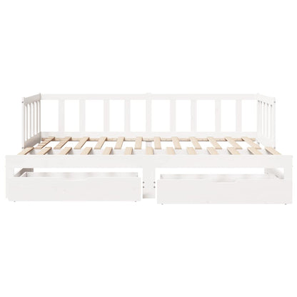 vidaXL Lit de jour extensible avec tiroirs sans matelas Blanc 90x200cm