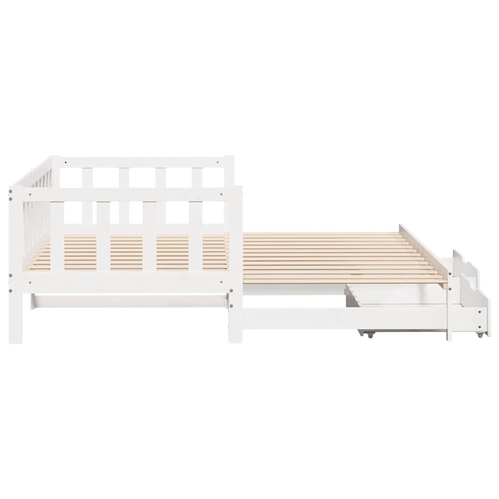 vidaXL Lit de jour extensible avec tiroirs sans matelas Blanc 90x200cm