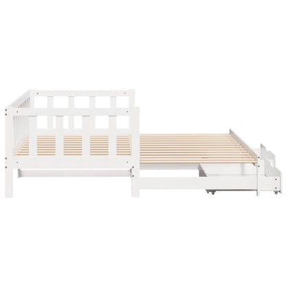 vidaXL Lit de jour extensible avec tiroirs sans matelas Blanc 90x200cm