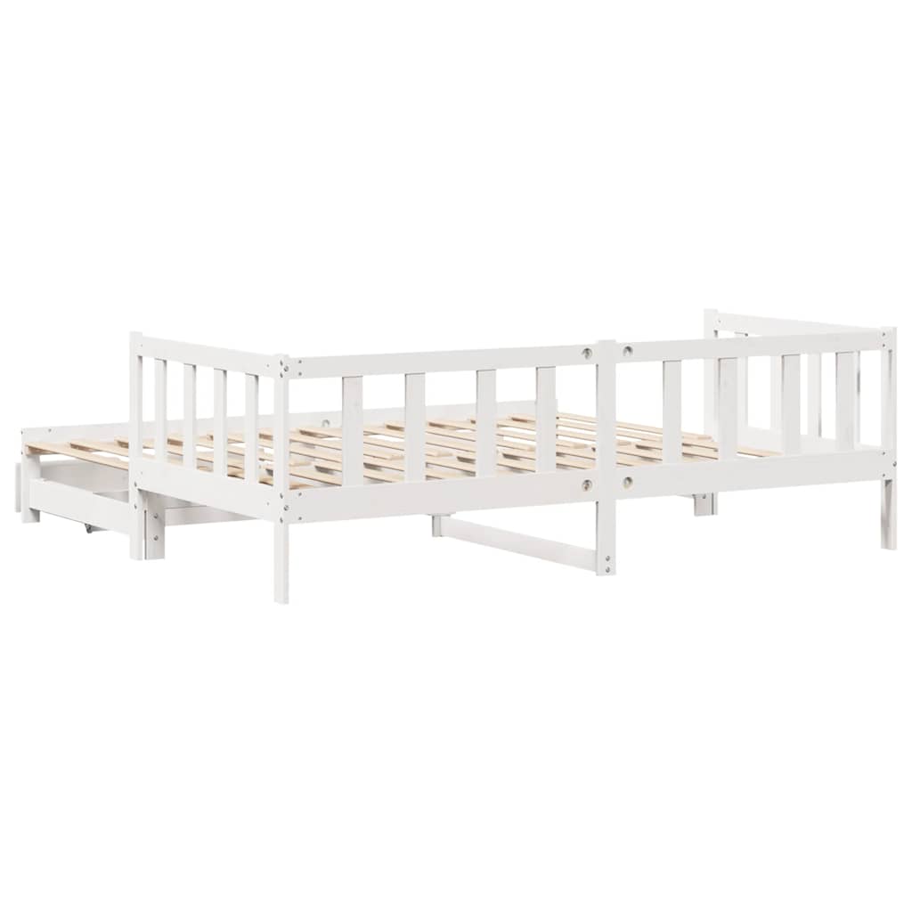vidaXL Lit de jour extensible avec tiroirs sans matelas Blanc 90x200cm