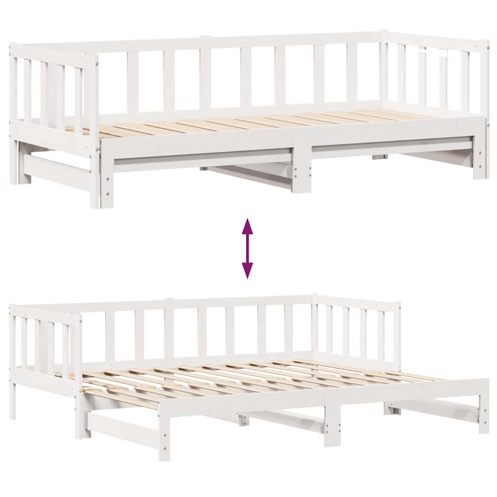 vidaXL Lit de jour extensible avec tiroirs sans matelas Blanc 90x200cm