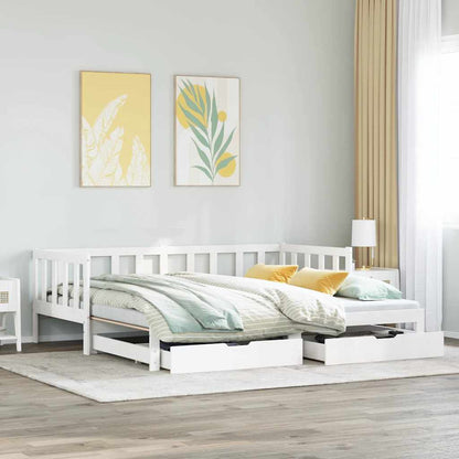 vidaXL Lit de jour extensible avec tiroirs sans matelas Blanc 90x200cm