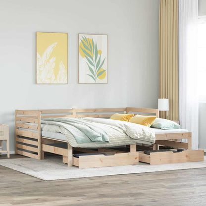 vidaXL Lit de repos avec tiroirs 90x200 cm Bois de pin massif