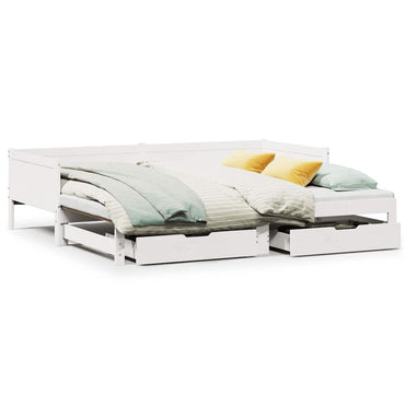 vidaXL Lit de jour extensible avec tiroirs sans matelas Blanc 90x190cm