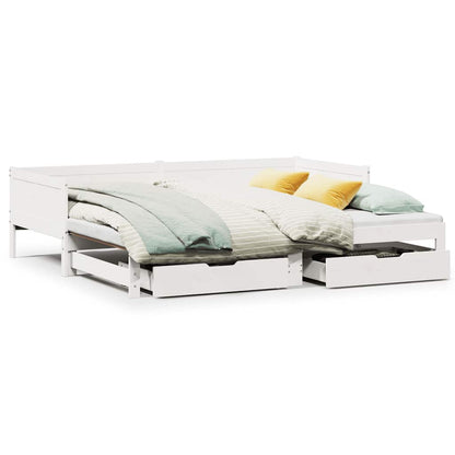 vidaXL Lit de jour extensible avec tiroirs sans matelas Blanc 90x190cm