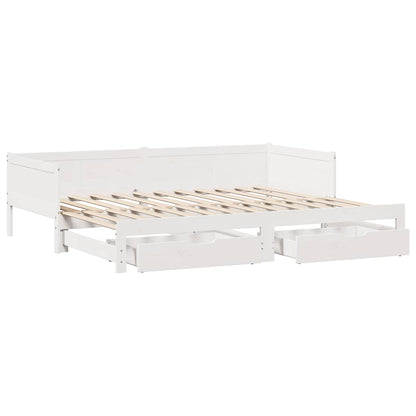 vidaXL Lit de jour extensible avec tiroirs sans matelas Blanc 90x190cm