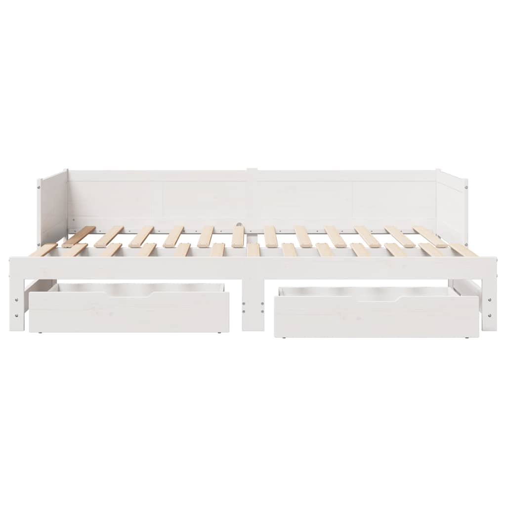 vidaXL Lit de jour extensible avec tiroirs sans matelas Blanc 90x190cm