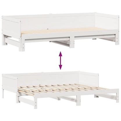 vidaXL Lit de jour extensible avec tiroirs sans matelas Blanc 90x190cm