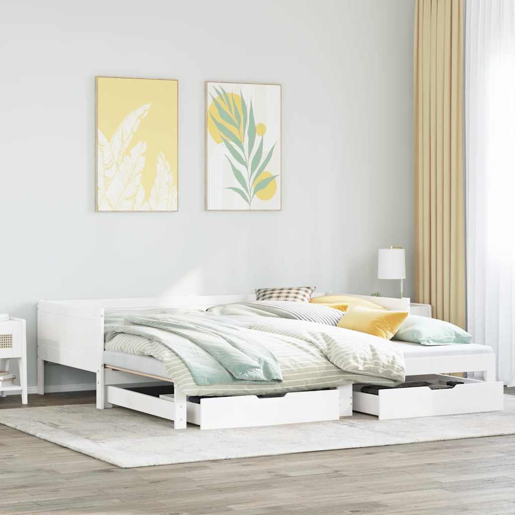 vidaXL Lit de jour extensible avec tiroirs sans matelas Blanc 90x190cm