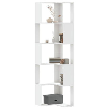 vidaXL Eck-Bücherregal 5 Böden Weiß 50x50x179 cm Holzwerkstoff