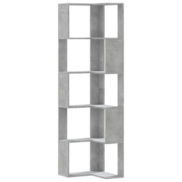 vidaXL Eck-Bücherregal 5 Böden Betongrau 50x50x179 cm Holzwerkstoff
