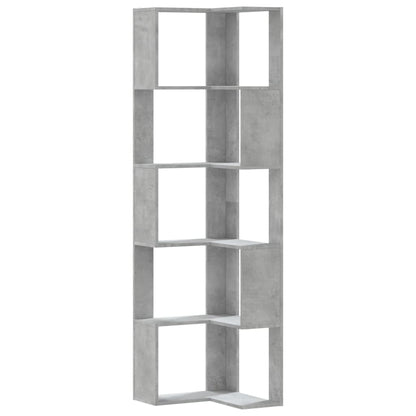 vidaXL Eck-Bücherregal 5 Böden Betongrau 50x50x179 cm Holzwerkstoff
