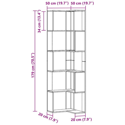 vidaXL Eck-Bücherregal 5 Böden Artisan-Eiche 50x50x179cm Holzwerkstoff