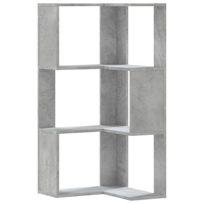 vidaXL Eck-Bücherregal 3 Böden Betongrau 50x50x102 cm Holzwerkstoff