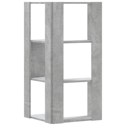vidaXL Eck-Bücherregal 3 Böden Betongrau 50x50x102 cm Holzwerkstoff