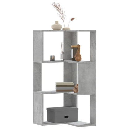 vidaXL Eck-Bücherregal 3 Böden Betongrau 50x50x102 cm Holzwerkstoff