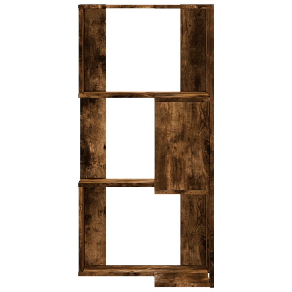 vidaXL Étagère d'angle 3 niveaux Chêne fumé 50x50x102 cm Bois d'ingénierie