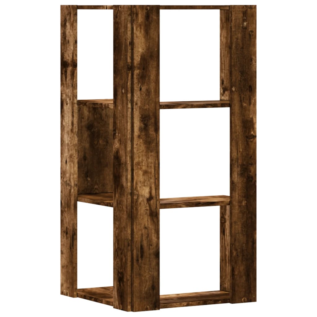 vidaXL Étagère d'angle 3 niveaux Chêne fumé 50x50x102 cm Bois d'ingénierie