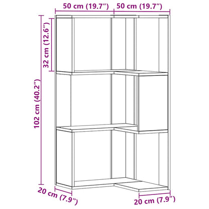 vidaXL Eck-Bücherregal 3 Böden Artisan-Eiche 50x50x102cm Holzwerkstoff