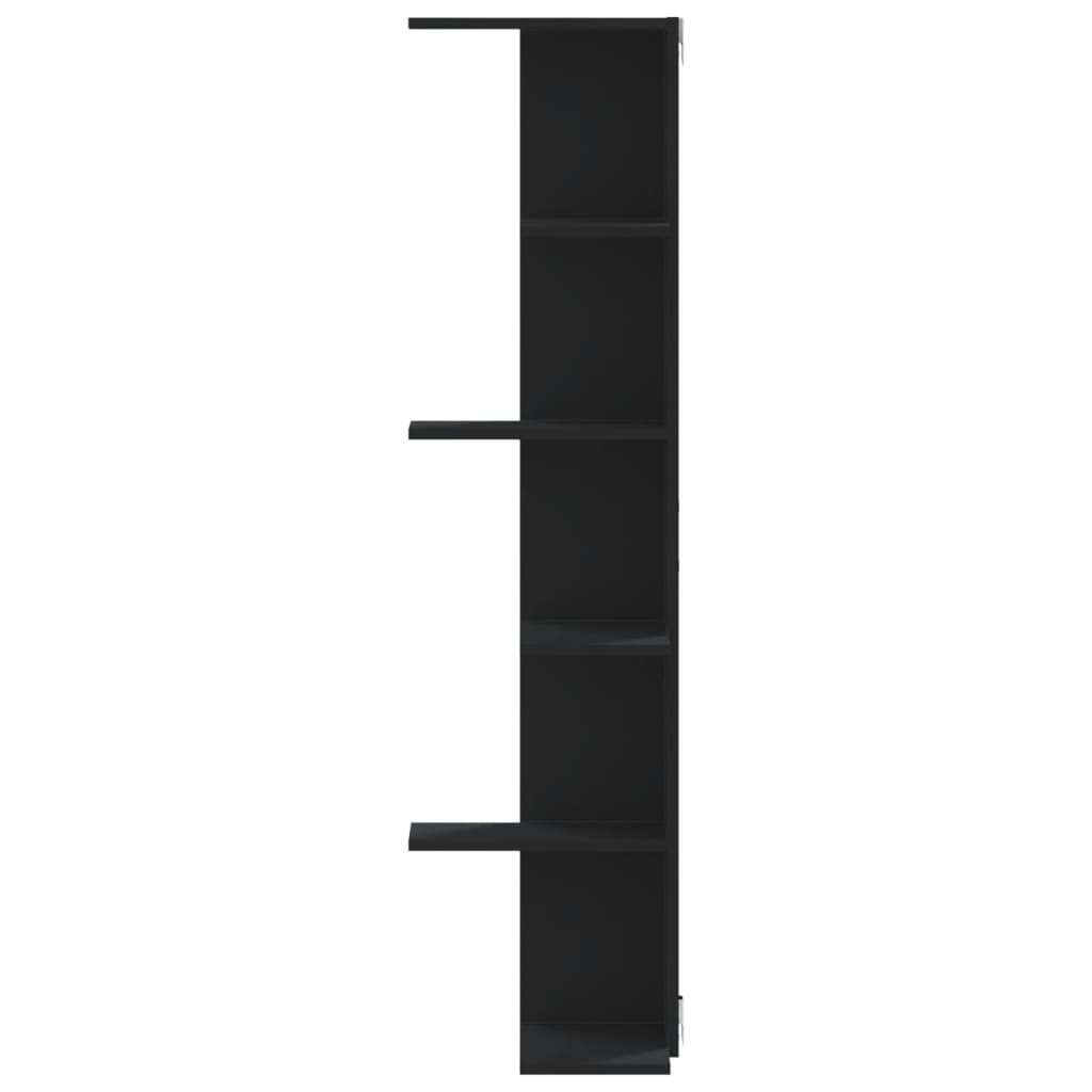 vidaXL Wand-Eckregal Schwarz 36,5x36,5x140 cm Holzwerkstoff
