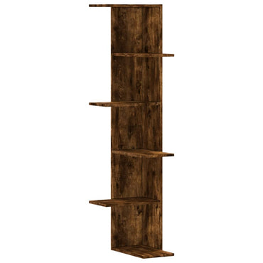 vidaXL Étagère d'angle murale chêne fumé 36,5x36,5x140 cm Bois d'ingénierie