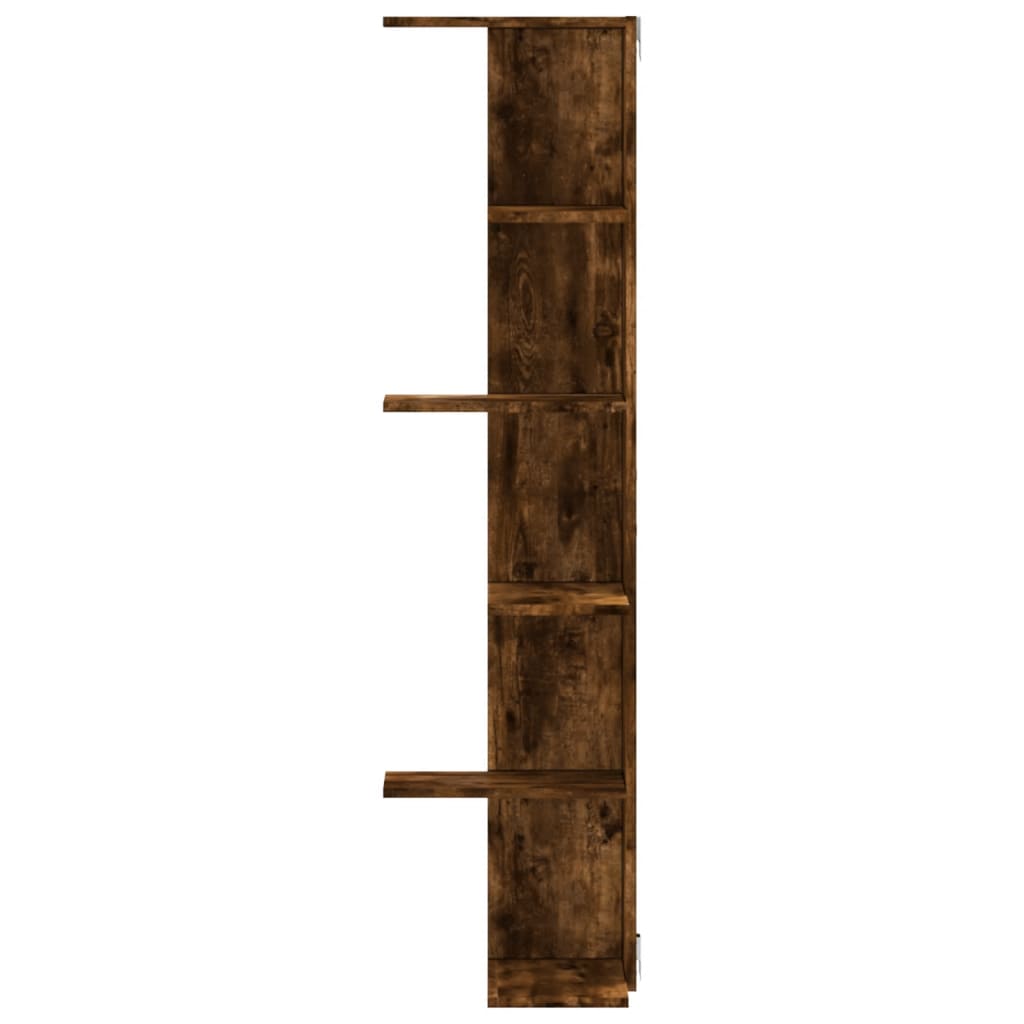 vidaXL Étagère d'angle murale chêne fumé 36,5x36,5x140 cm Bois d'ingénierie