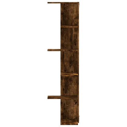vidaXL Étagère d'angle murale chêne fumé 36,5x36,5x140 cm Bois d'ingénierie
