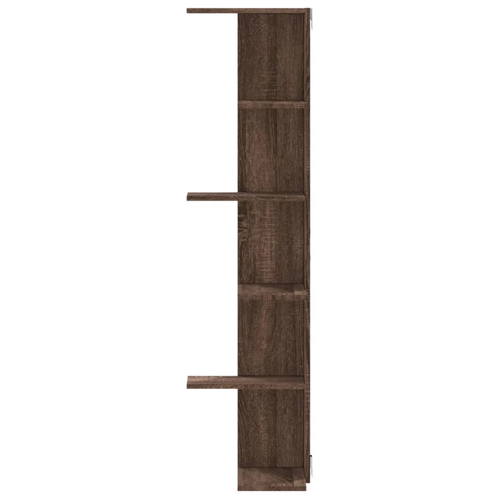 vidaXL Étagère murale d'angle aspect chêne marron 36,5x36,5x140 cm en bois d'ingénierie