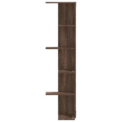 vidaXL Étagère murale d'angle aspect chêne marron 36,5x36,5x140 cm en bois d'ingénierie