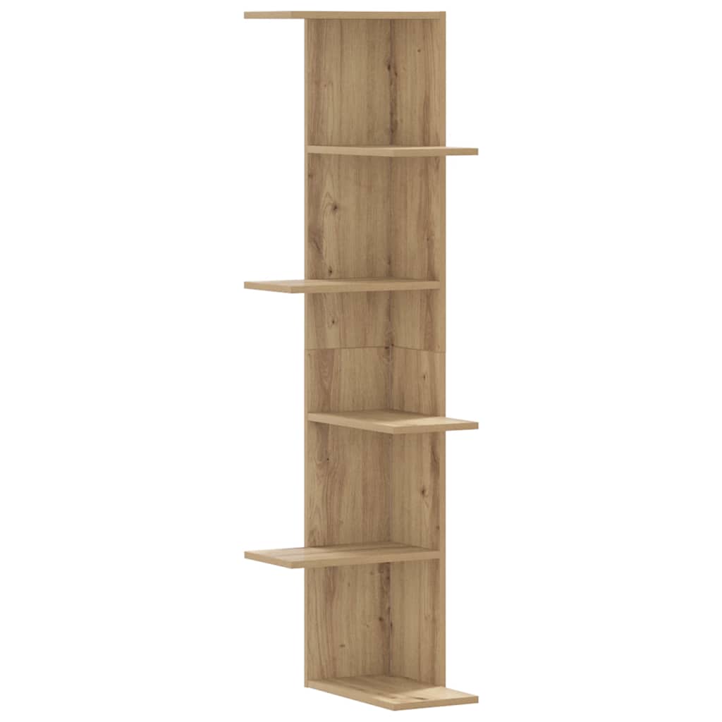 vidaXL Étagère d'angle murale chêne artisan 36,5x36,5x140 cm en bois d'ingénierie