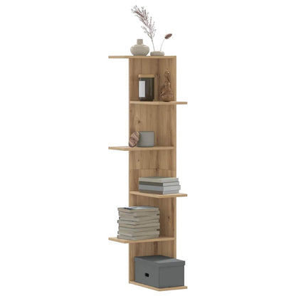 vidaXL Étagère d'angle murale chêne artisan 36,5x36,5x140 cm en bois d'ingénierie