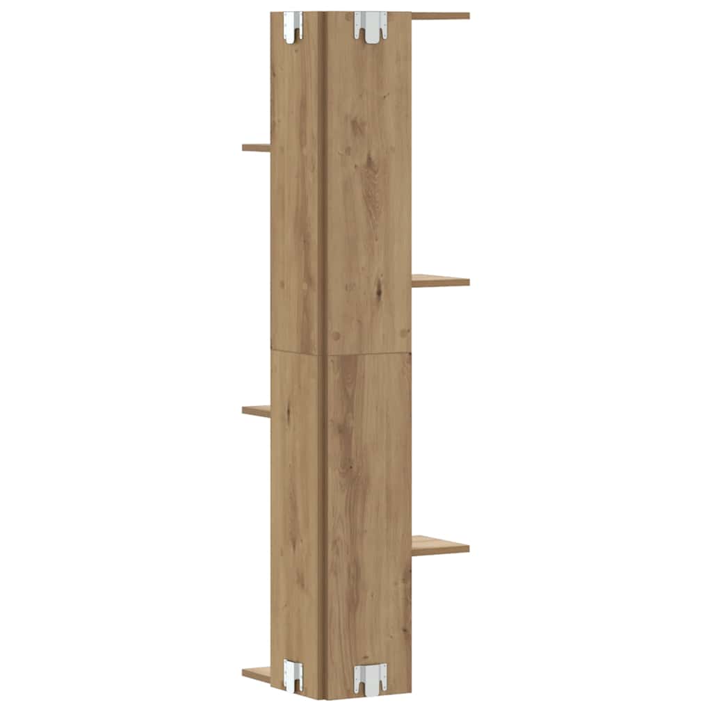 vidaXL Étagère d'angle murale chêne artisan 36,5x36,5x140 cm en bois d'ingénierie