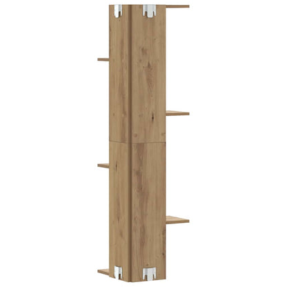 vidaXL Étagère d'angle murale chêne artisan 36,5x36,5x140 cm en bois d'ingénierie