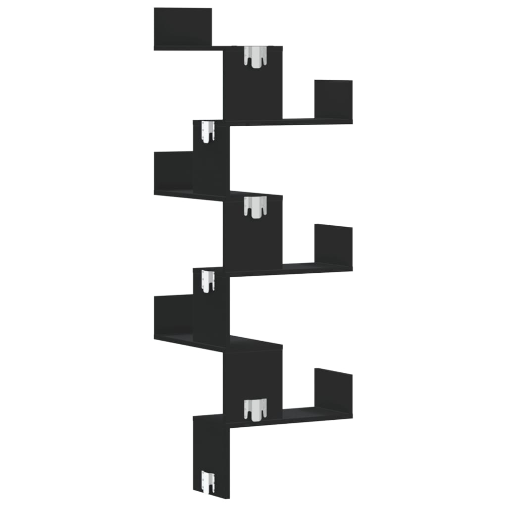 vidaXL Wand-Eckregal Schwarz 45x45x147 cm Holzwerkstoff
