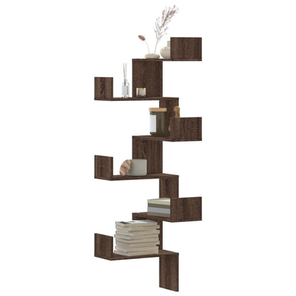 vidaXL Wand-Eckregal Braun Eichen-Optik 45x45x147 cm Holzwerkstoff