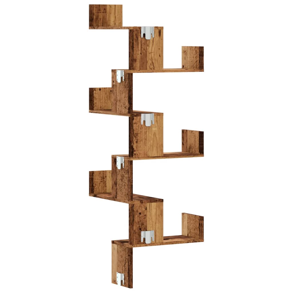 vidaXL Wand-Eckregal Altholz-Optik 45x45x147 cm Holzwerkstoff