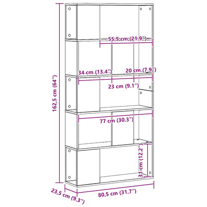 vidaXL Bücherregal 5 Böden Artisan-Eiche 80,5x23,5x162,5 Holzwerkstoff
