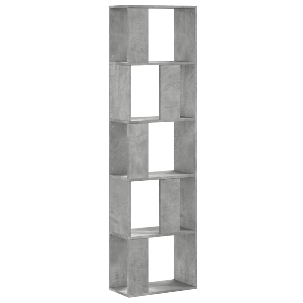 vidaXL Bücherregal 5 Böden Betongrau 45x23,5x162,5 cm Holzwerkstoff