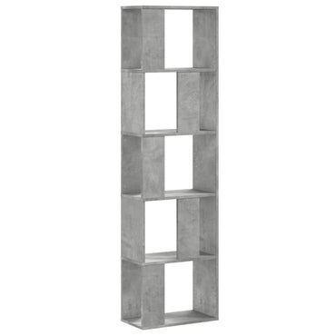 vidaXL Bücherregal 5 Böden Betongrau 45x23,5x162,5 cm Holzwerkstoff