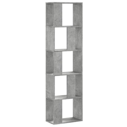 vidaXL Bücherregal 5 Böden Betongrau 45x23,5x162,5 cm Holzwerkstoff