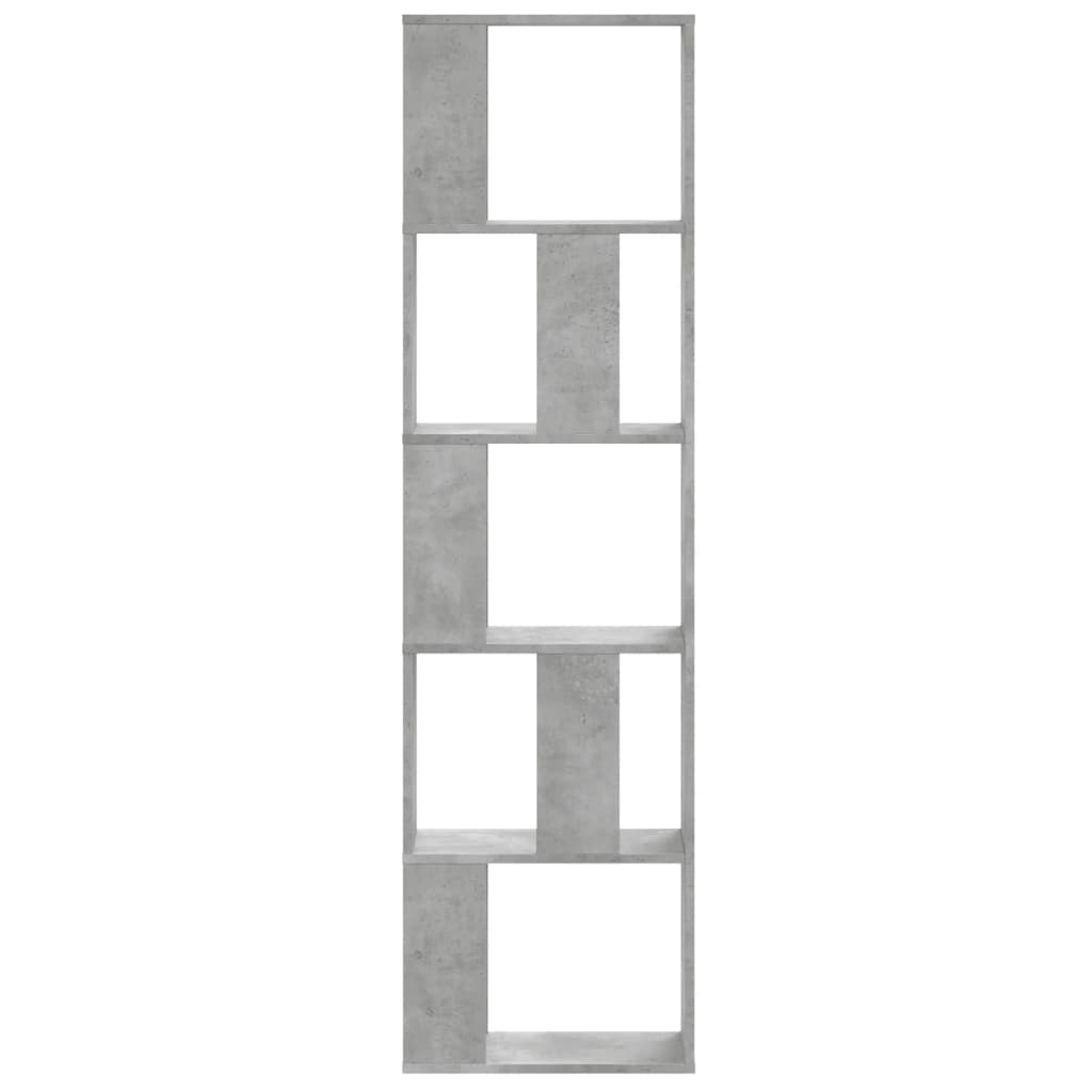 vidaXL Bücherregal 5 Böden Betongrau 45x23,5x162,5 cm Holzwerkstoff
