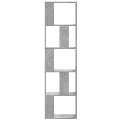 vidaXL Bücherregal 5 Böden Betongrau 45x23,5x162,5 cm Holzwerkstoff