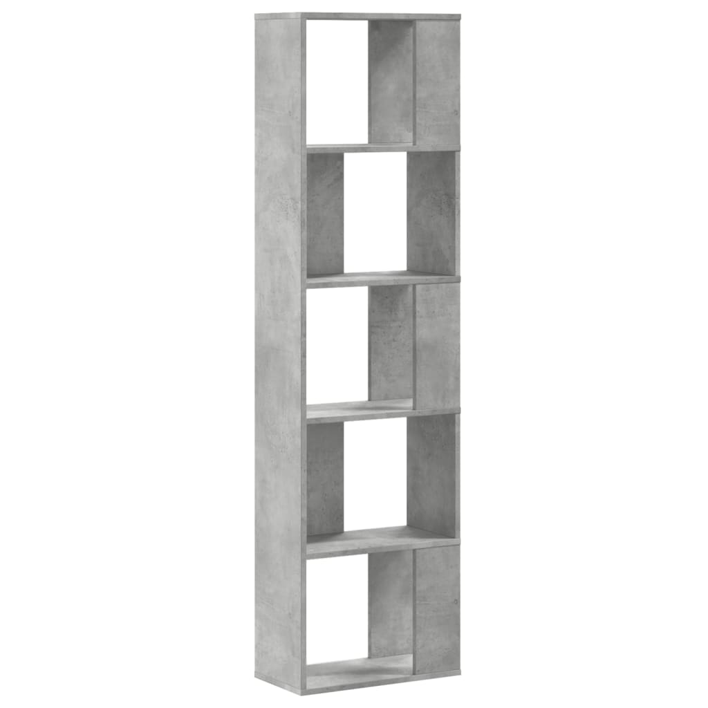 vidaXL Bücherregal 5 Böden Betongrau 45x23,5x162,5 cm Holzwerkstoff