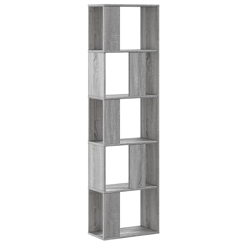 vidaXL Bücherregal 5 Böden Grau Sonoma 45x23,5x162,5 cm Holzwerkstoff